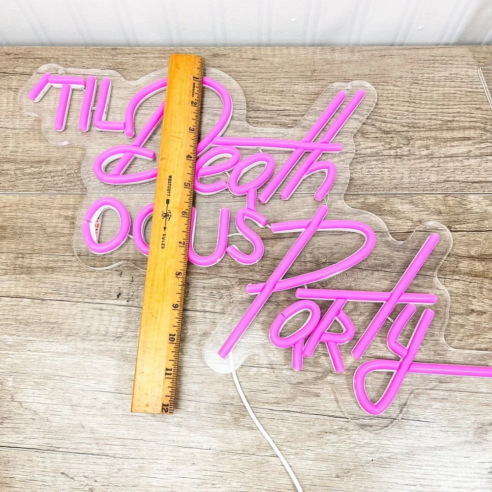 Til Death 16in x 14in LED Neon Sign Light Couple Wedding Engagement Wall Decor